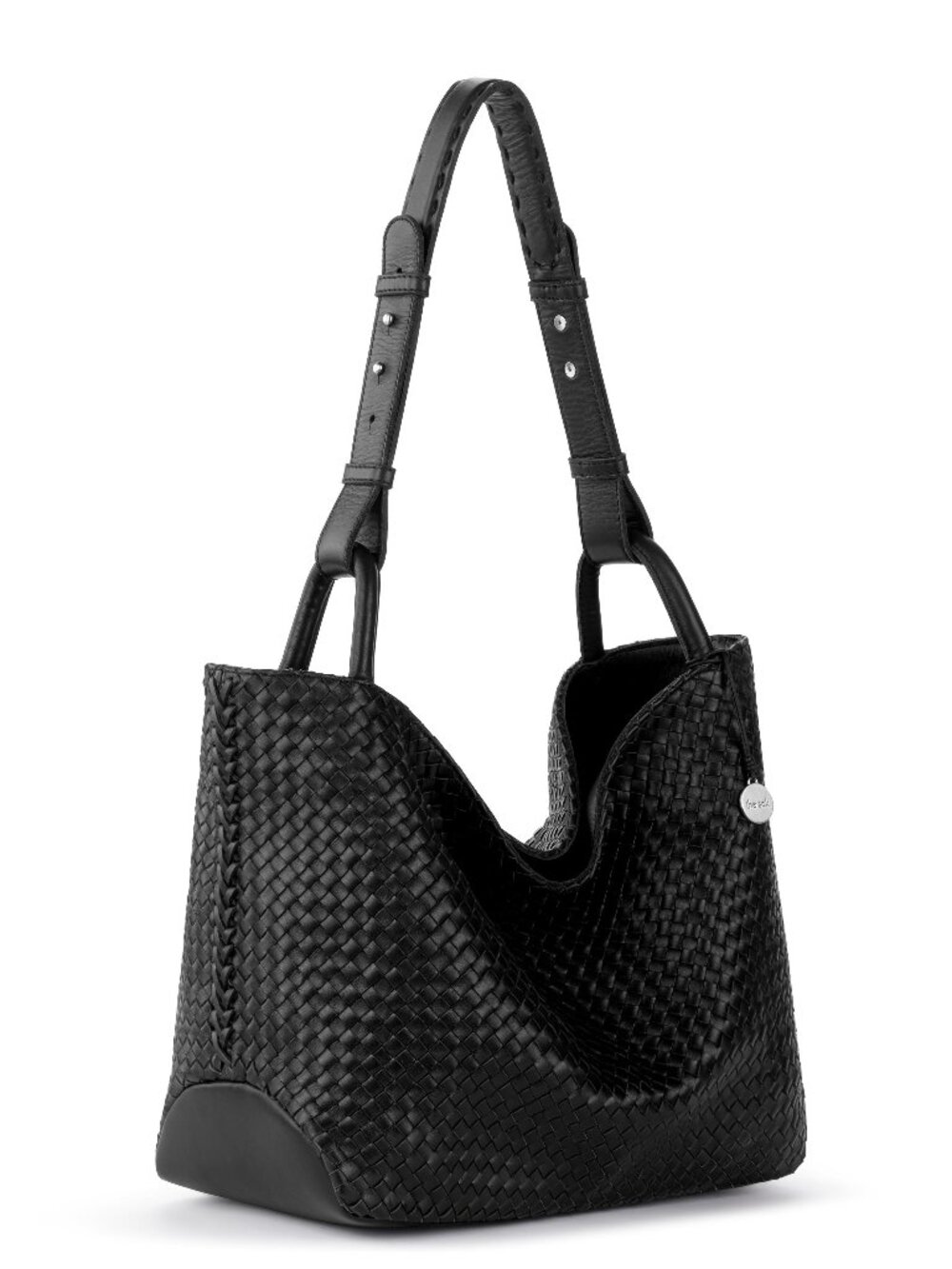 The Sak Los Feliz Medium Black Woven Leather Tote Shoulder Bag NWT - Picture 2 of 6